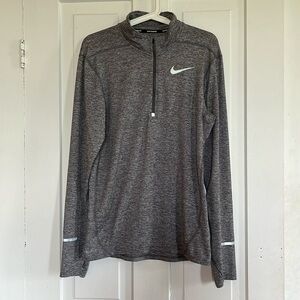 Nike Men's Dri-Fit Running Half Zip Grey Top - Small